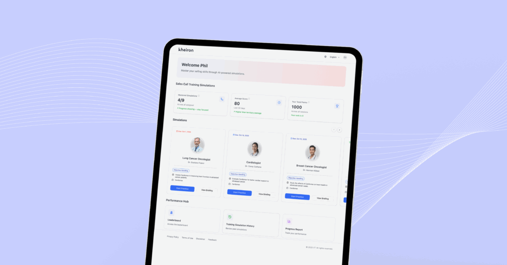 AI sales rep training platform for pharma, Kheiron