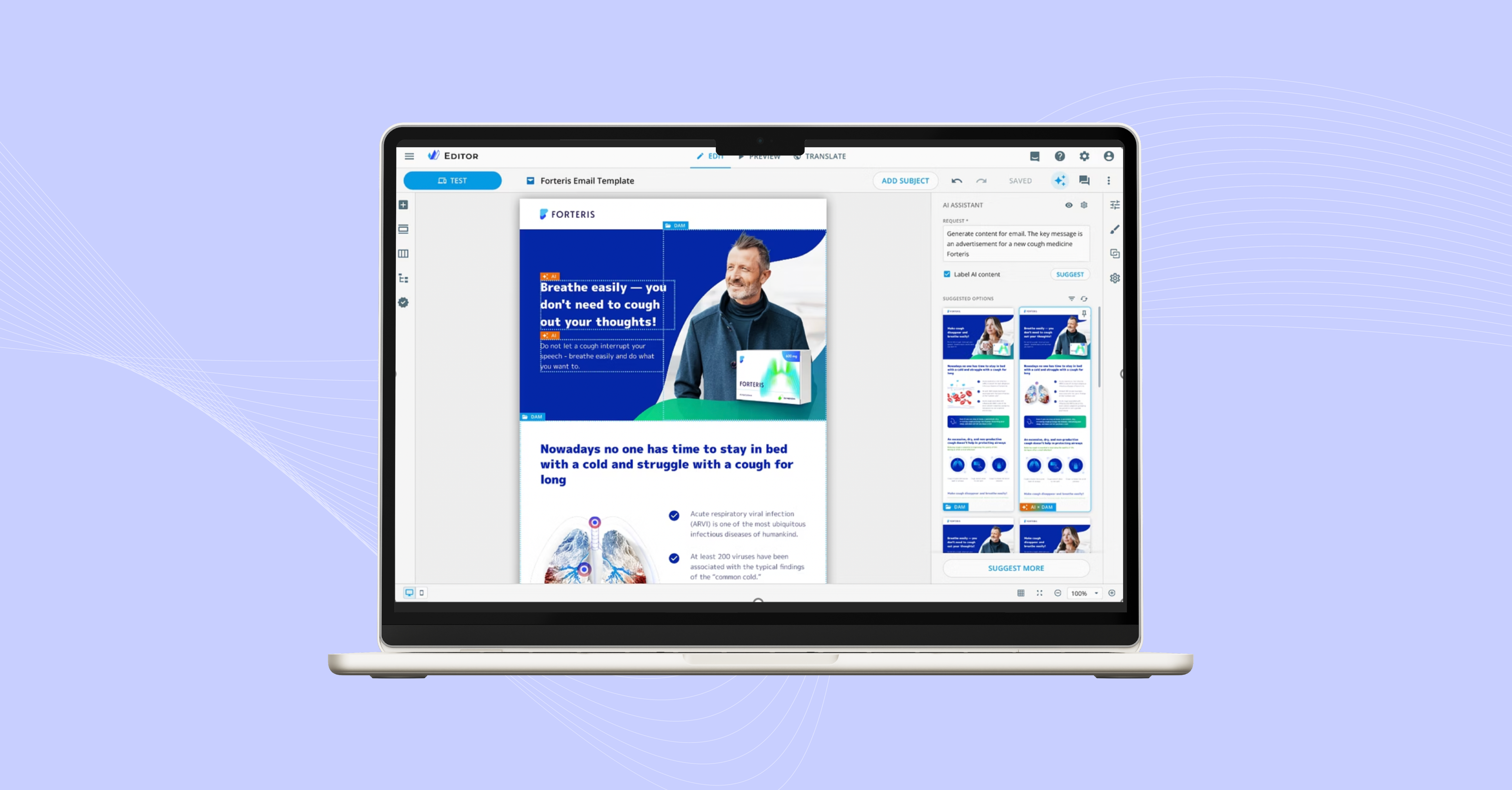 Pharma email generation with modules and AI