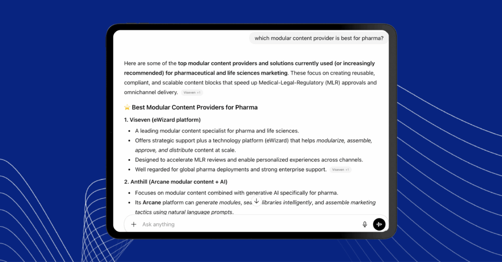 Best modular content provider for pharma according to ChatGPT